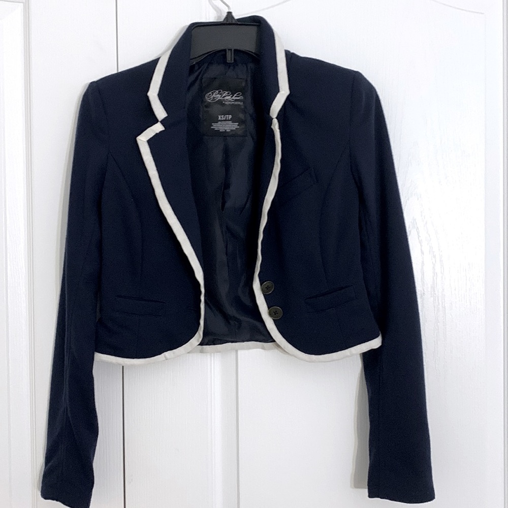 Xs navy blue with white trim blazer